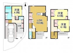 2025年8月完成の新築戸建!
東南角地のため陽当り、通風良好です♪
バルコニー南側に2箇所あり!
車庫はゆったりとしたスペースを確保!外部収納付きです♪