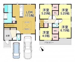 阪急大山崎駅徒歩圏内！2WAYアクセス可能です！
敷地内2台駐車可能です♪
WIC3ヵ所付き！オープンサニタリー・フルオープンキッチン等デザイン性、設備充実！