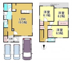 南北側道路で陽当り良好！
前面道路6m・間口広々7.2m
3台駐車可能！