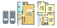  裏側（南西）が空きの為、日当たり＆通風良好！
各居室収納付き！
長法寺小学校まで徒歩2分！