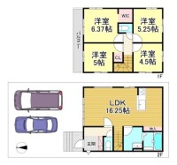  小学校、保育園まで徒歩10分以内！
全居室2面採光で陽当り良好♪
駐車2台可能！