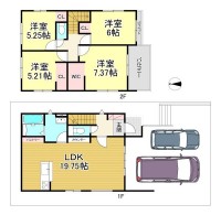  南側道路につき日当たり良好◎
駐車2台可能！
WIC付きで、収納が楽々！