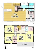  WIC3箇所付き、収納が楽々！
並列2台駐車可能！
家族が自然と集まる、ゆとりの20帖LDK♪