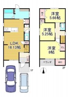  駐車2台可能！
松尾小学校まで徒歩3分！
南向き！日当たり良好◎