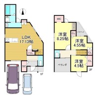  駐車2台可能！
松尾小学校まで徒歩3分！
南向き！日当たり良好◎