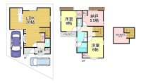  駐車2台可能！
固定階段式ロフト付き、収納が楽々！
家族が自然と集まる、ゆとりの20帖LDK♪
